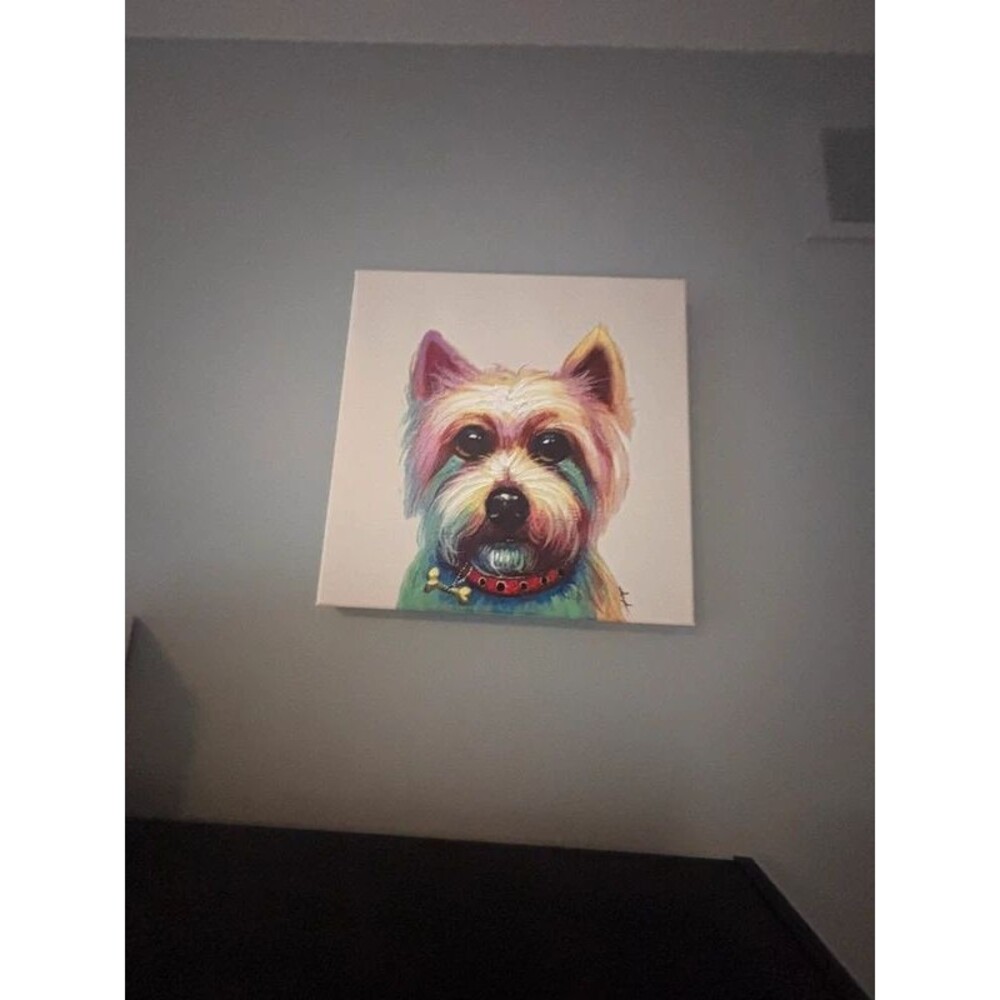 Vibrant Terrier Pop Art Canvas Painting (16x16")